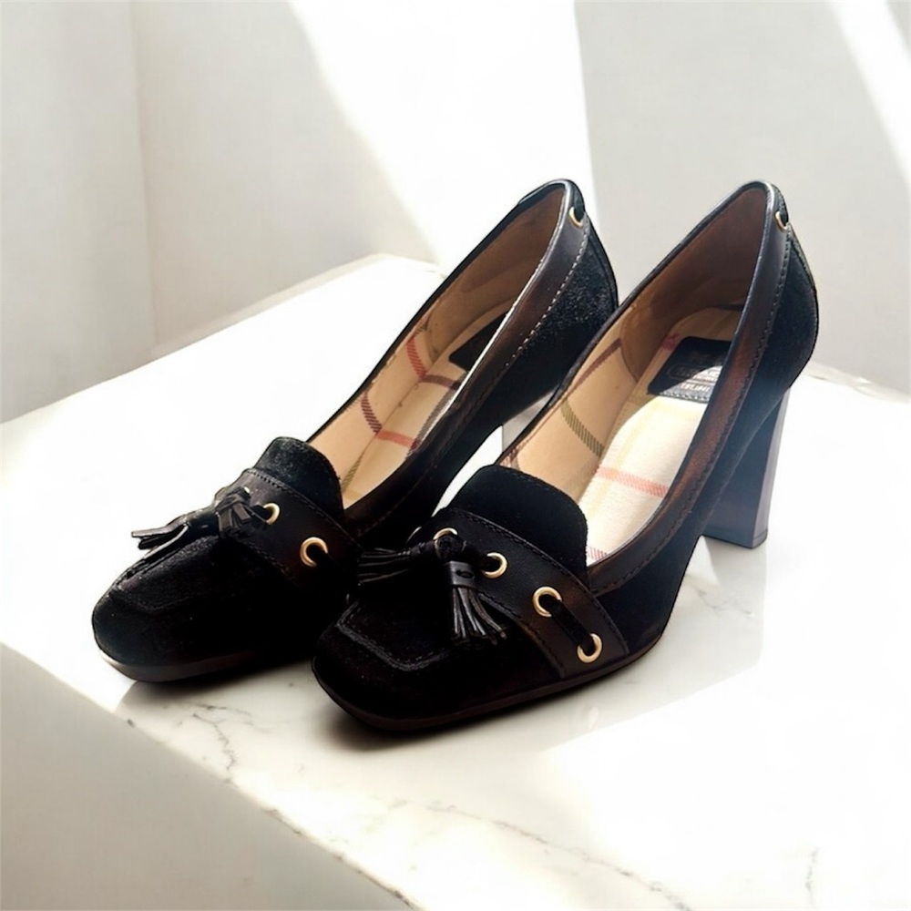 Coach Vintage Black Tassel Block Heels – Suede Leather | Size 6